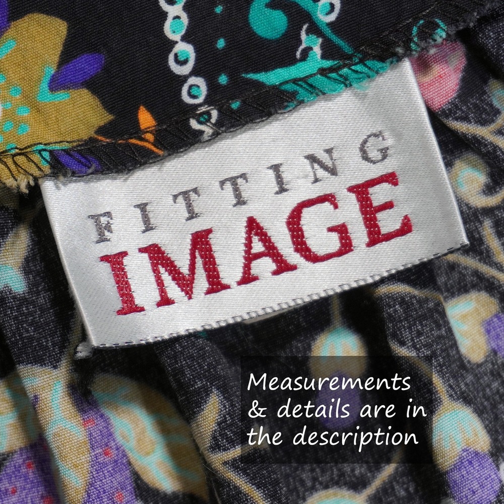 Vintage 100% Rayon Floral Jewel Tone 1X 2X Black Open Front Cardigan Made in USA - Picture 7 of 9